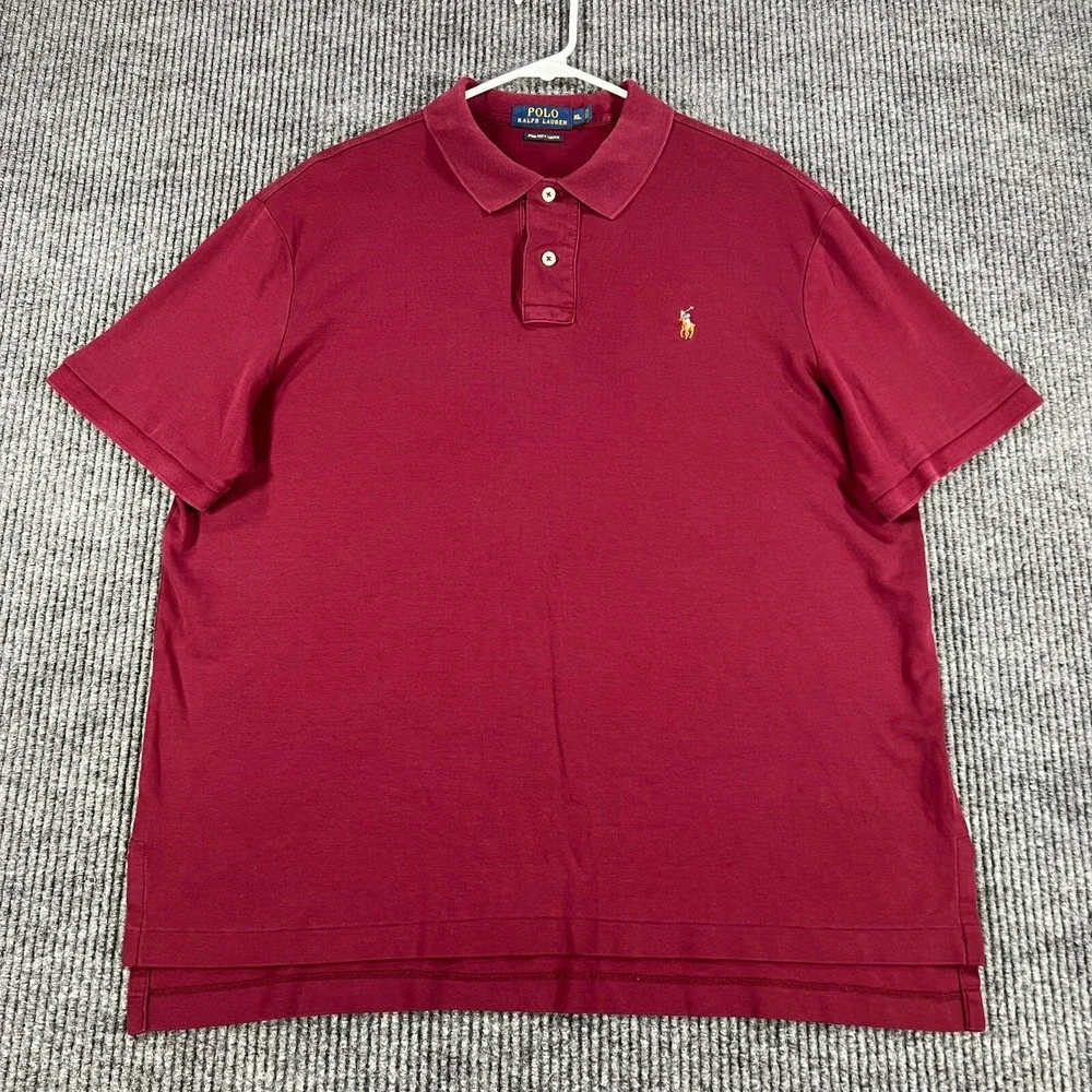 Polo Ralph Lauren Shirt Mens XL Extra Large Red Short Sleeve Flesh Pony Casual